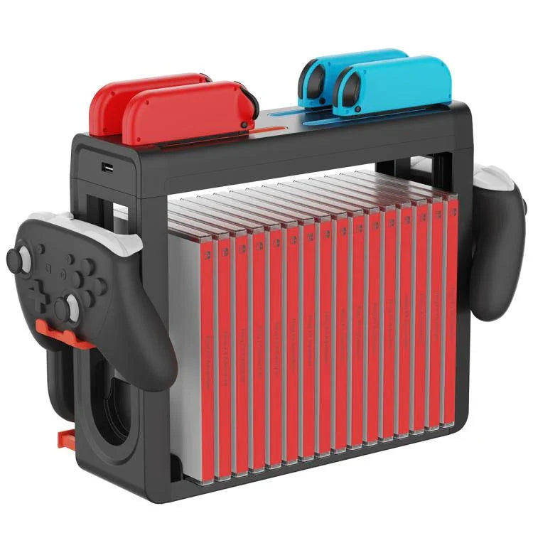 ipega 6-in-1 Multi-Function Charging Dock & Storage Stand for Nintendo Switch 2 / Switch Joy-Con with 14 Game Card Slots & 16-grid Game Case, 6-in-1