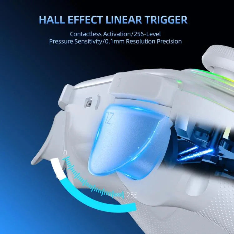 JYS NS2286 RGB Wireless Controller for Switch and PC Hall Sensor Joystick with Linear Triggers, White, Black, With USB Receiver White, With USB Receiver Black