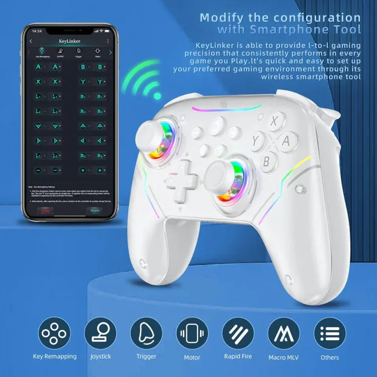 JYS NS2286 RGB Wireless Controller for Switch and PC Hall Sensor Joystick with Linear Triggers, White, Black, With USB Receiver White, With USB Receiver Black