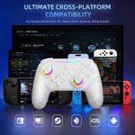 JYS NS2286 RGB Wireless Controller for Switch and PC Hall Sensor Joystick with Linear Triggers, White, Black, With USB Receiver White, With USB Receiver Black