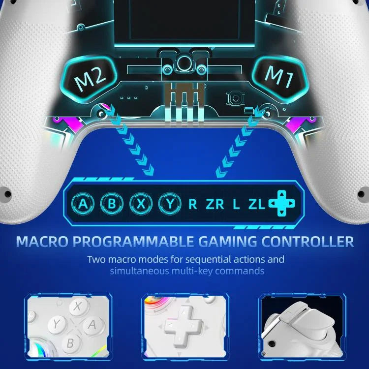 JYS NS2286 RGB Wireless Controller for Switch and PC Hall Sensor Joystick with Linear Triggers, White, Black, With USB Receiver White, With USB Receiver Black