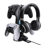 Multi-Function Gaming Stand For Headset & 4 Controllers With Dual USB Charging Ports And RGB Lighting