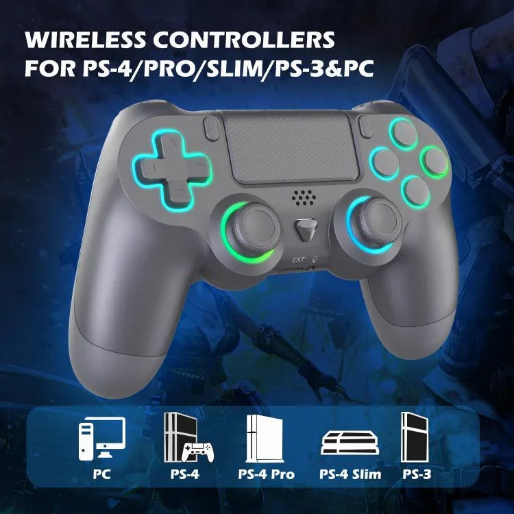 Wireless Bluetooth Controller for PS4/PS4 Pro/PS4 Slim/PS3/PC with Hall Effect Joysticks, RGB Lighting & 3.5mm Headphone Jack, Only Controller, Controller+Charge Dock