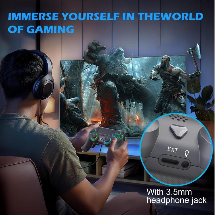 Wireless Bluetooth Controller for PS4/PS4 Pro/PS4 Slim/PS3/PC with Hall Effect Joysticks, RGB Lighting & 3.5mm Headphone Jack, Only Controller, Controller+Charge Dock
