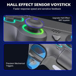 Wireless Bluetooth Controller for PS4/PS4 Pro/PS4 Slim/PS3/PC with Hall Effect Joysticks, RGB Lighting & 3.5mm Headphone Jack, Only Controller, Controller+Charge Dock