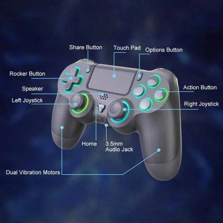 Wireless Bluetooth Controller for PS4/PS4 Pro/PS4 Slim/PS3/PC with Hall Effect Joysticks, RGB Lighting & 3.5mm Headphone Jack, Only Controller, Controller+Charge Dock