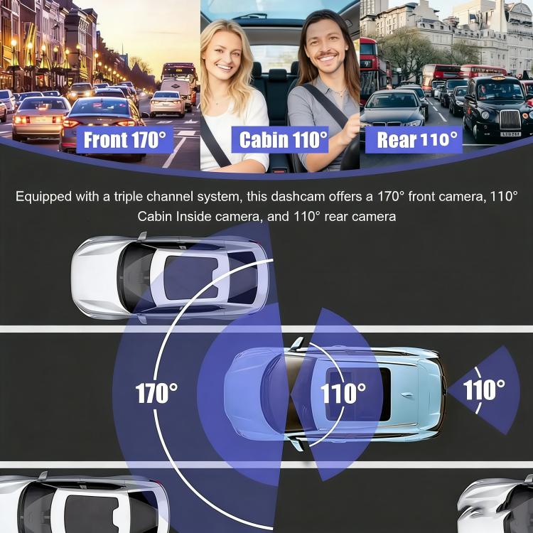 3.16-inch HD 1080P Infrared Night Vision Car DVR, Front + Interior (No Wi-Fi), Front + Interior + Rear (No Wi-Fi), Front + Interior + Wi-Fi Connectivity, Front + Interior + Rear + Wi-Fi Connectivity