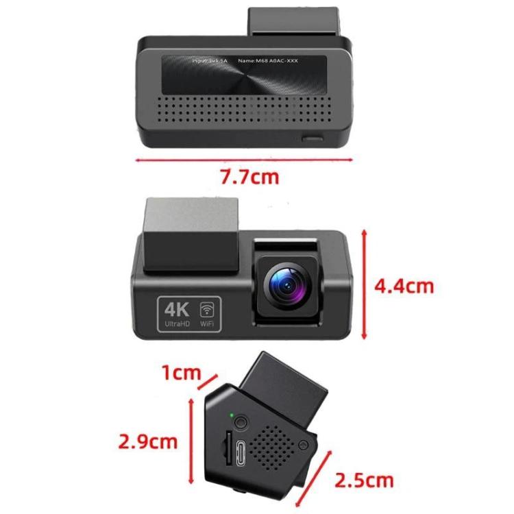 M68 1080P HD Night Vision Screenless Dash Camera 24-Hour Parking Monitoring Recorder, Front  + WIFI, Front + Rear  + WIFI