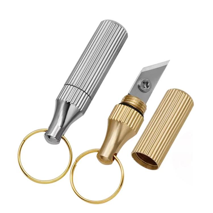 2pcs Capsule Engraving Knife Mini Portable Keychain Brass Small Engraving Knife, Gold+Silver