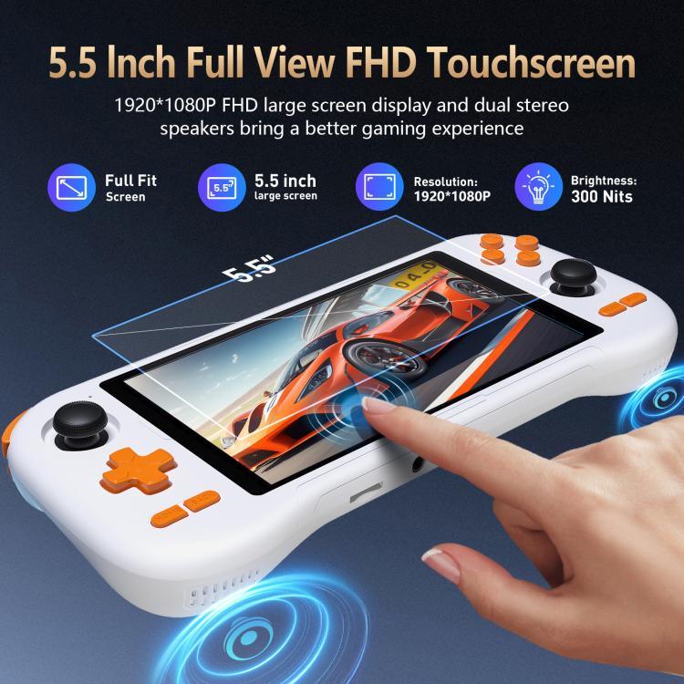 K56 Retro Game Console With 5.5-Inch Touchscreen Android 14 OS, ES-DE Frontend For Faster Gameplay, Without Game Card, 6+128G