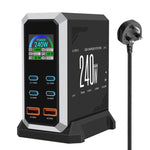4 Type-C+2 USB Multi-Port 240W Dynamic Display Gallium Nitride Charger, AU Plug, US Plug, EU Plug, UK Plug