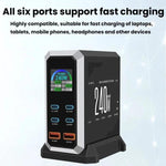 4 Type-C+2 USB Multi-Port 240W Dynamic Display Gallium Nitride Charger, AU Plug, US Plug, EU Plug, UK Plug