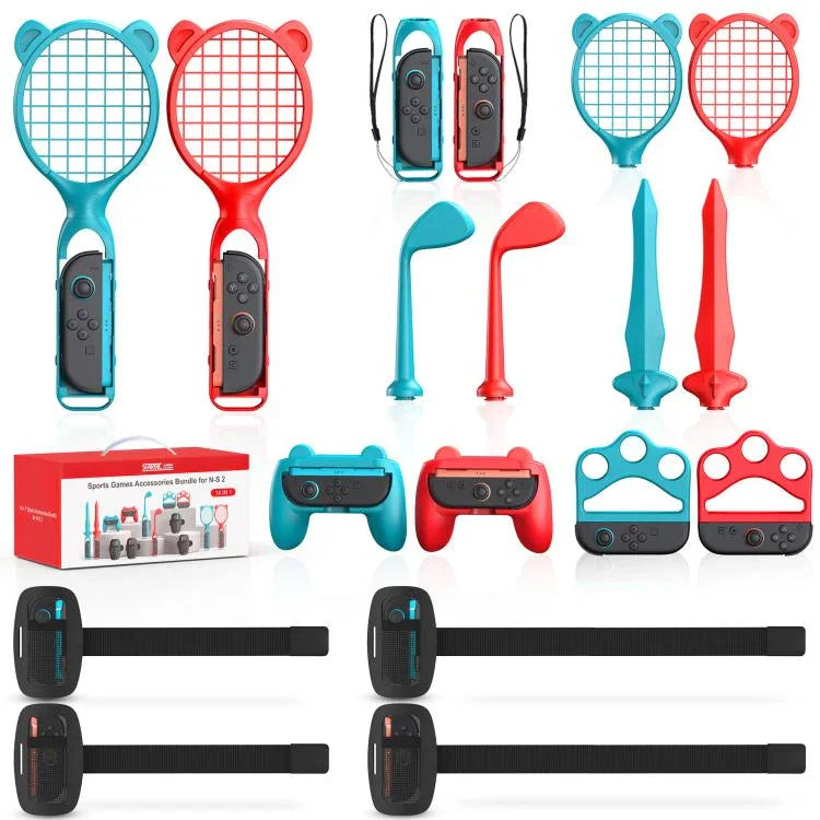 STARTRC GAMES Gamepad Sport Set Fencing Tennis Racket Racing Steering Wheel, For Nintendo Switch 2 14 In 1