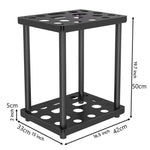 Metal Storage Rack Shelf Powder Coated Rustic Tool Rack Hoe Broom Shovel Storage Rack, Double Layer