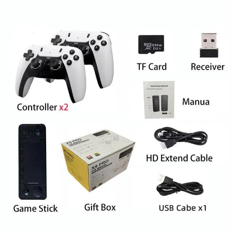 X9 PRO HD 2.4G Wireless Game Console Home Retro Game Player, 64GB Battery, 128GB Battery, 256GB Battery, 64GB Charging, 128GB Charging, 256GB Charging