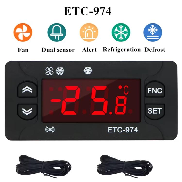 ETC-974 Embedded Digital Temperature Controller With Cooling, Defrost, And Fan Functions, ETC-974 110V, ETC-974 220V
