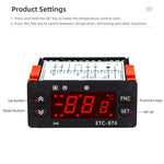 ETC-974 Embedded Digital Temperature Controller With Cooling, Defrost, And Fan Functions, ETC-974 220V, ETC-974 110V