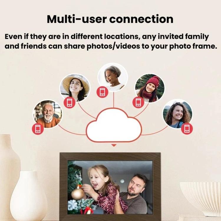 MSR-F1004 Cadre photo intelligent en nuage de 10,1 pouces avec WiFi et rotation automatique, écran tactile IPS HD, prise US, prise EU