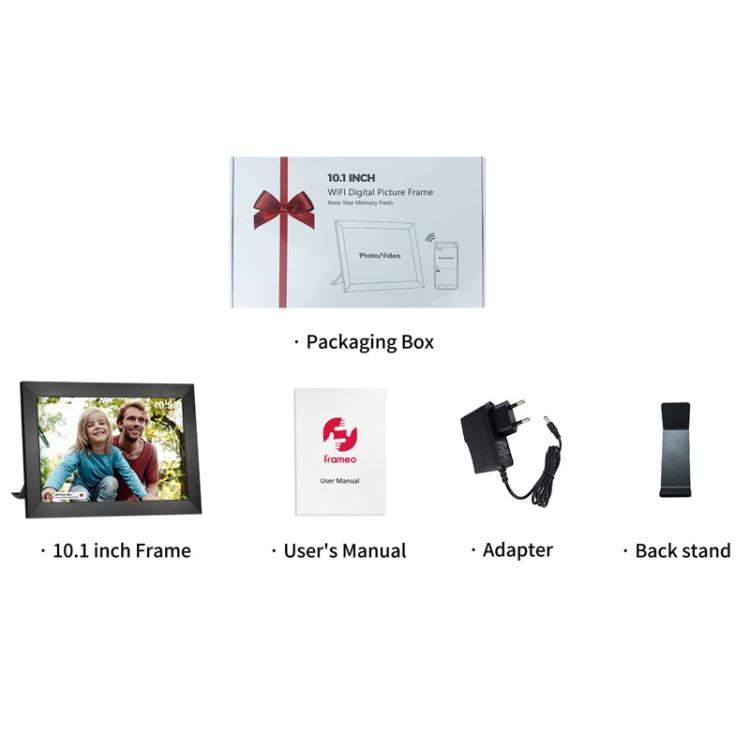 MSR-F1004 Cadre photo intelligent en nuage de 10,1 pouces avec WiFi et rotation automatique, écran tactile IPS HD, prise US, prise EU