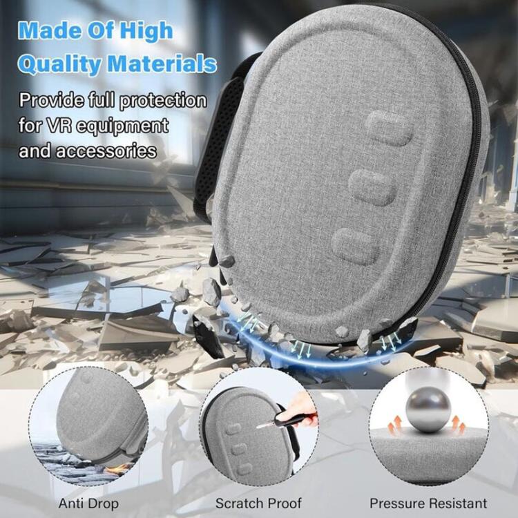 For Meta Quest 3 VR Headset Carrying Case EVA Hard Shell Protective Bag, Bag(Gray)