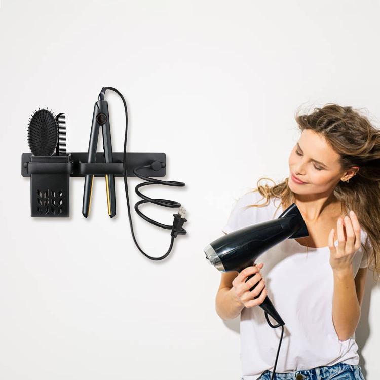Aluminum Wall Mounted Hair Dryer and Straightener Holder Bathroom Organizer