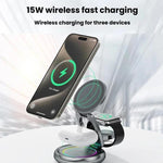 15W 3 In 1 Magnetic Wireless Charger With LED Colorful Lights Rotatable Desktop Charging Stand