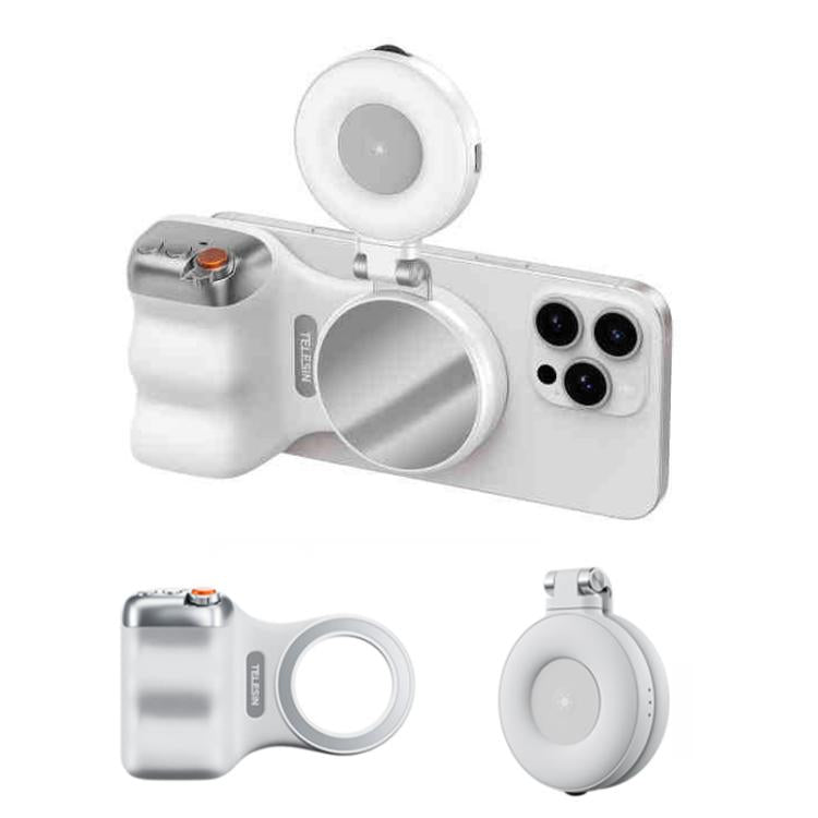 TELESIN Magnetic Phone Mounting Aid Photography Handle Remote Control Assistant, White Camera Grip+Silver Fill Light, White Camera Grip+Tripod+Silver Fill Light, White Camera Grip+White Fill Light, White Camera Grip+Tripod+White Fill Light             ...
