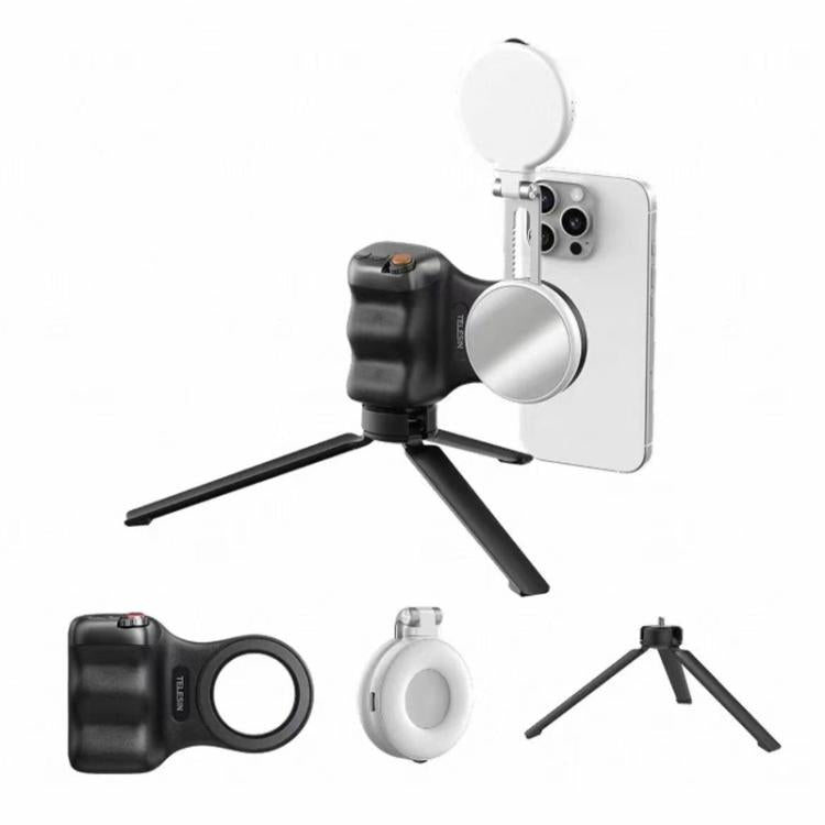 TELESIN Magnetic Phone Mounting Aid Photography Handle Remote Control Assistant, White Camera Grip+Silver Fill Light, White Camera Grip+Tripod+Silver Fill Light, White Camera Grip+White Fill Light, White Camera Grip+Tripod+White Fill Light             ...