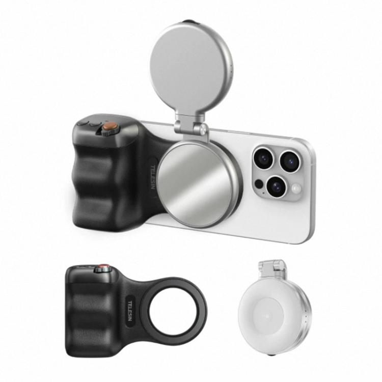 TELESIN Magnetic Phone Mounting Aid Photography Handle Remote Control Assistant, White Camera Grip+Silver Fill Light, White Camera Grip+Tripod+Silver Fill Light, White Camera Grip+White Fill Light, White Camera Grip+Tripod+White Fill Light             ...