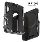 For AirTag 2nd Gen / AirTag 1st Gen Magnetic Metal Card Holder with Phone Stand, RFID Blocking, Elastic Wrist Strap