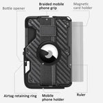 For AirTag 2nd Gen / AirTag 1st Gen Magnetic Metal Card Holder with Phone Stand, RFID Blocking, Elastic Wrist Strap