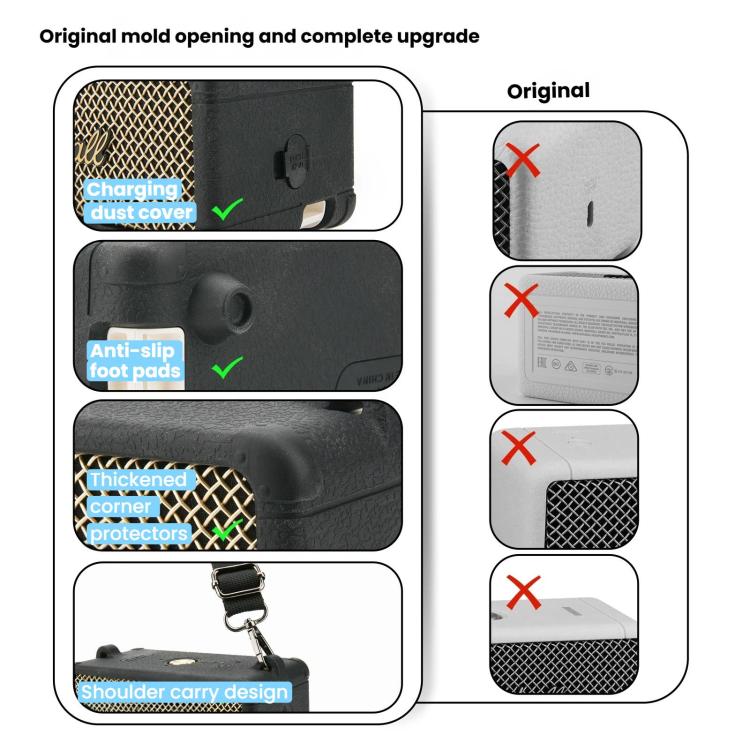 For Marshall Emberton III Case Silicone Protective Cover Portable Replacement Shell with Adjustable Shoulder Strap