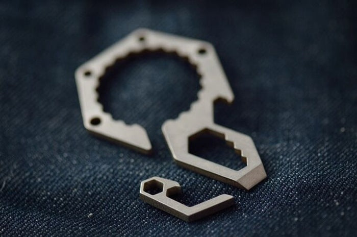 EDC Mini Lightweight Bottle Beer Opener Keyring Pocket Tool Outdoor Camp Hike Utility Gadget, Titanium Alloy, Stainless steel