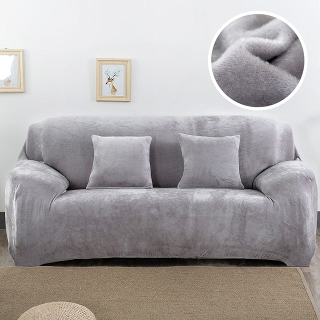 Plush Fabric Sofa Cover Thick Slipcover Couch Elastic Sofa Covers Not Include Pillow Case, 1 seat 90-140cm, 2 seat 145-185cm, 3 seat 190-230cm, 4 seat 230-300cm