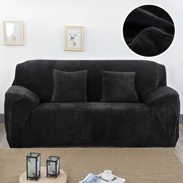 Plush Fabric Sofa Cover Thick Slipcover Couch Elastic Sofa Covers Not Include Pillow Case, 1 seat 90-140cm, 2 seat 145-185cm, 3 seat 190-230cm, 4 seat 230-300cm