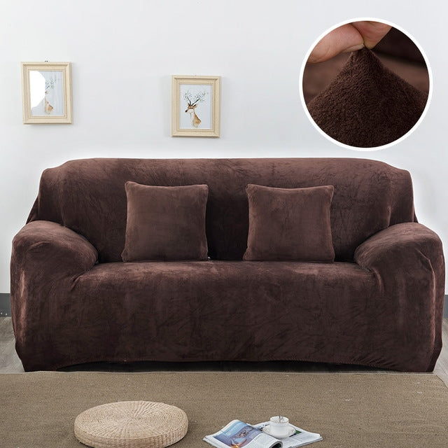 Plush Fabric Sofa Cover Thick Slipcover Couch Elastic Sofa Covers Not Include Pillow Case, 1 seat 90-140cm, 2 seat 145-185cm, 3 seat 190-230cm, 4 seat 230-300cm