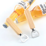 2 PCS Stainless Steel Beer Bottle Opener with Rubber Wood Handle Creative Gift Soda Bottle Driver, Beer Bottle Opener with Handle