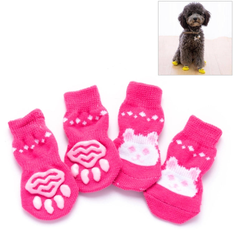 4pcs /Set Cute Puppy Dogs Pet Knitted Anti-slip Socks, S, M, L