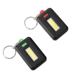 2 PCS 3W Mini COB LED Flashlight Keychain Emergency Camping  Backpack Light with 3 Modes, Red, Green