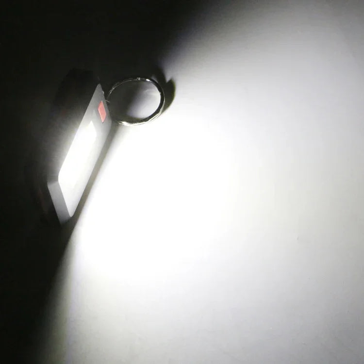 2 PCS 3W Mini COB LED Flashlight Keychain Emergency Camping  Backpack Light with 3 Modes, Red, Green