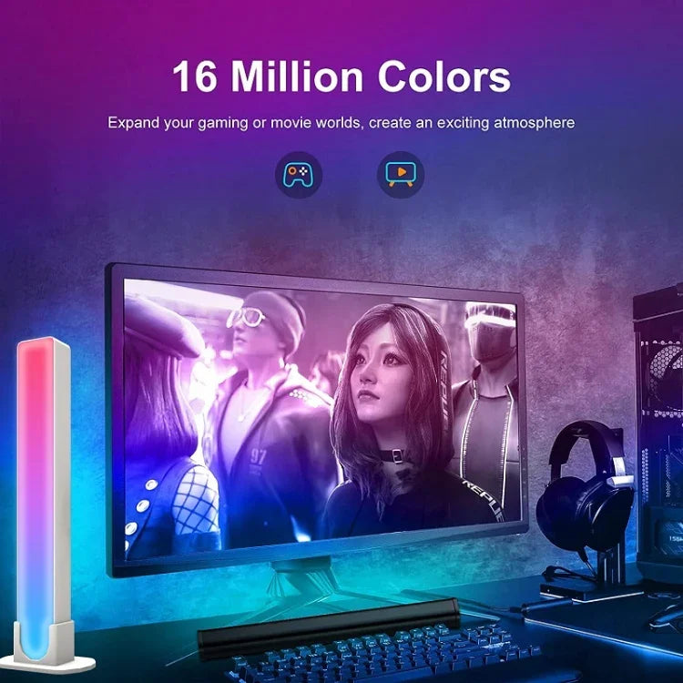 2pcs/box RGB Desktop Background Music Rhythm Pickup Ambient Light, Bluetooth, WiFi