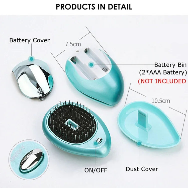 Portable Electric Hair Ionic Brush Hair Straightener Brush Negative Ion Comb Anti-static Massage Mini Straight Hair comb, Pink, Green