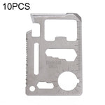 100 PCS 11 in 1 Outdoor Portable Multi-function Stainless Steel Hollow Tool Card Cutter with Leather Case, Size: 6.9 x 4.5cm, 10 PCS