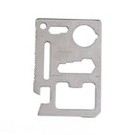 100 PCS 11 in 1 Outdoor Portable Multi-function Stainless Steel Hollow Tool Card Cutter with Leather Case, Size: 6.9 x 4.5cm, 10 PCS