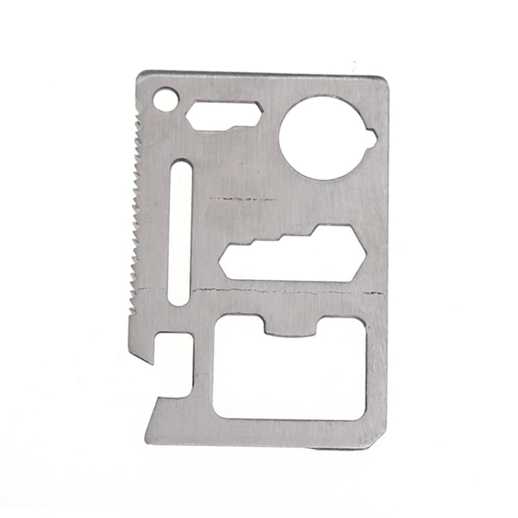 100 PCS 11 in 1 Outdoor Portable Multi-function Stainless Steel Hollow Tool Card Cutter with Leather Case, Size: 6.9 x 4.5cm, 10 PCS