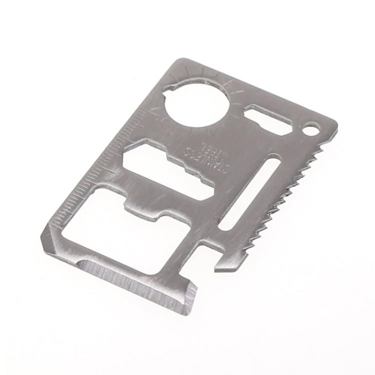 100 PCS 11 in 1 Outdoor Portable Multi-function Stainless Steel Hollow Tool Card Cutter with Leather Case, Size: 6.9 x 4.5cm, 10 PCS