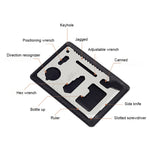 100 PCS 11 in 1 Outdoor Portable Multi-function Stainless Steel Hollow Tool Card Cutter with Leather Case, Size: 6.9 x 4.5cm, 10 PCS