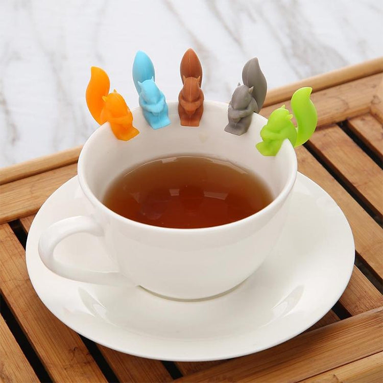 10 PCS Silicone Squirrel Tea Bag Multi-function Wine Glass Cup Recognizer, Squirrel (Green), Squirrel (Blue), Squirrel (Coffee), Squirrel (Gray), Squirrel (Orange)
