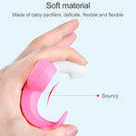 3 PCS Baby Silicone Training Toothbrush Banana Shape Safe Toddle Teether Chew Toys Teething Ring Gift for Infant Baby Chewing, Pink-B, Yellow-B