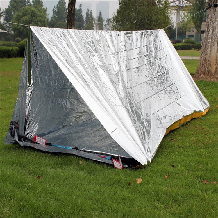 Emergency Simple Tent Outdoor Rescue Blanket First Aid Sunscreen Insulation Blanket, Silver, Orange